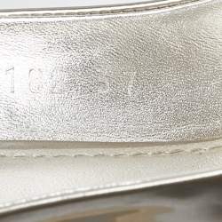 Pre Owned Louis Vuitton Metallic Leather Lagoon Wedge Sandals Size 37