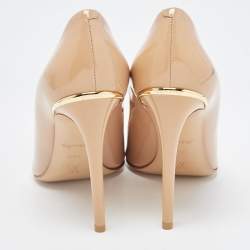 مملوكة مسبقًا Louis Vuitton Beige Patent Leather Eyeline Pointed Toe Pumps Size 38.5
