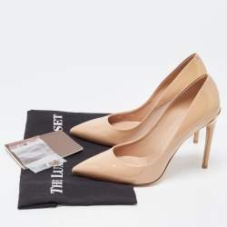 مملوكة مسبقًا Louis Vuitton Beige Patent Leather Eyeline Pointed Toe Pumps Size 38.5