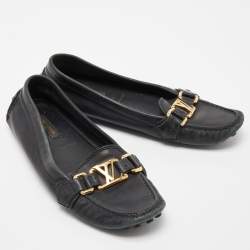 Louis Vuitton Black Leather Oxford Loafers Size 36
