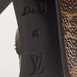 Pre Owned Louis Vuitton Black/Brown Leather and Monogram Canvas Star Trail Ankle Boots Size 40