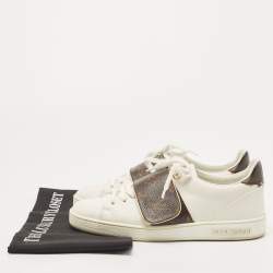 Louis Vuitton White Leather and Monogram Canvas Frontrow Sneakers Size 36.5
