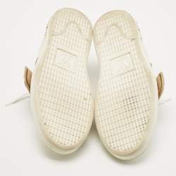 Louis Vuitton White Leather and Monogram Canvas Frontrow Sneakers Size 36.5
