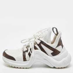 Louis Vuitton White/Brown Monogram Canvas and Nylon Archlight Sneakers Size 36.5