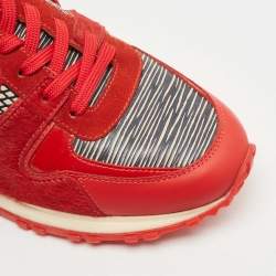 Louis Vuitton Tricolor Leather, Calf Hair and Printed Fabric Run Away Sneakers Size 37