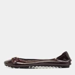 Pre Owned Louis Vuitton Burgundy Patent Oxford Ballet Flats Size 41