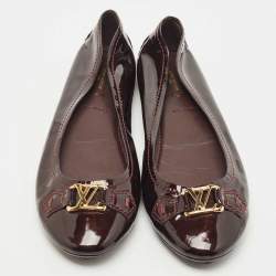 Pre Owned Louis Vuitton Burgundy Patent Oxford Ballet Flats Size 41