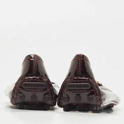 Pre Owned Louis Vuitton Burgundy Patent Oxford Ballet Flats Size 41
