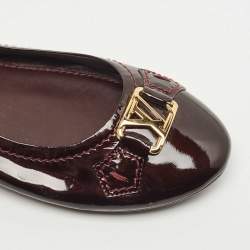 Pre Owned Louis Vuitton Burgundy Patent Oxford Ballet Flats Size 41