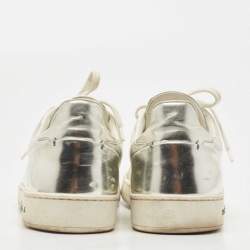 Louis Vuitton Silver Leather Frontrow Sneakers Size 38.5