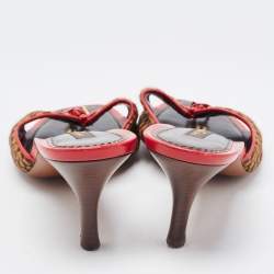 Louis Vuitton Tricolor Damier Calf Hair Bow Slide Sandals Size 38