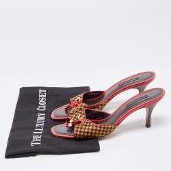 Louis Vuitton Tricolor Damier Calf Hair Bow Slide Sandals Size 38