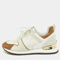 Louis Vuitton White/Brown Monogram Leather Time Out Sneakers Size 39