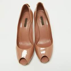 Pre Owned Louis Vuitton Beige Patent Leather Oh Really! Pumps Size 39