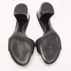 Louis Vuitton Black Leather Embellished Applique Slide Sandals Size 39
