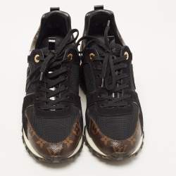Louis Vuitton Brown/Black Monogram Coated Canvas and Leather Run Away Low Top Sneakers Size 37.5