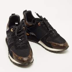 Louis Vuitton Brown/Black Monogram Coated Canvas and Leather Run Away Low Top Sneakers Size 37.5