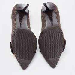 Louis Vuitton Brown Monogram Canvas and Patent Leather Buckle Pumps Size 36