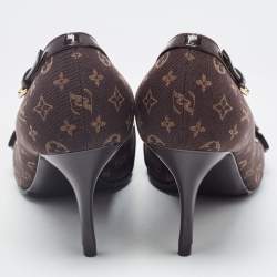 Louis Vuitton Brown Monogram Canvas and Patent Leather Buckle Pumps Size 36