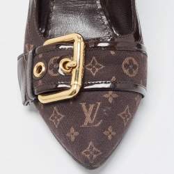 Louis Vuitton Brown Monogram Canvas and Patent Leather Buckle Pumps Size 36