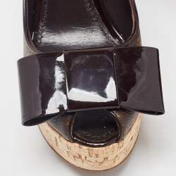 Pre Owned Louis Vuitton Brown Monogram Canvas and Leather Peep Toe Pumps Size 37