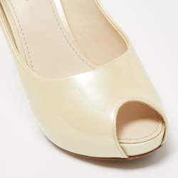 Pre Owned Louis Vuitton Cream Patent Leather Oh Really! Pumps Size 36.5