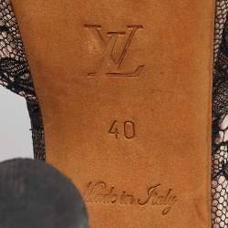 Pre Owned Louis Vuitton Pink/Black Lace and Velvet Can Can Platform Pumps Size 40