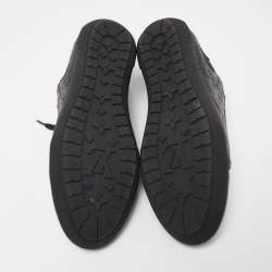 Louis Vuitton Black Monogram Leather Low Top Sneakers Size 38