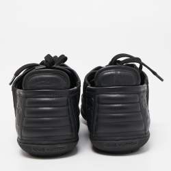 Louis Vuitton Black Monogram Leather Low Top Sneakers Size 38