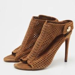 Louis Vuitton Brown Suede Ankle Strap Boots Size 39