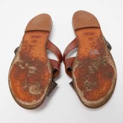 مملوكة مسبقًا Louis Vuitton Brown Monogram Canvas and Leather Flat Sandals Size 39
