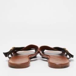 مملوكة مسبقًا Louis Vuitton Brown Monogram Canvas and Leather Flat Sandals Size 39