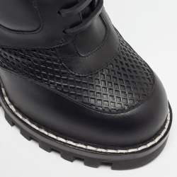 Louis Vuitton Black Leather Digital Gate Platform Ankle Boots Size 38