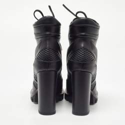 Louis Vuitton Black Leather Digital Gate Platform Ankle Boots Size 38