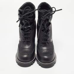 Louis Vuitton Black Leather Digital Gate Platform Ankle Boots Size 38