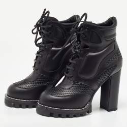 Louis Vuitton Black Leather Digital Gate Platform Ankle Boots Size 38