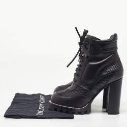 Louis Vuitton Black Leather Digital Gate Platform Ankle Boots Size 38