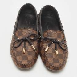 Louis Vuitton Brown Monogram Canvas and Leather Gloria Loafers Size 37