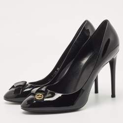 مملوكة مسبقًا حذاء كعب عالي لوي فيتون فيانس جلد أسود لامع مقاس 40