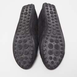 Pre Owned Louis Vuitton Black Woven Suede Oxford Loafers Size 38.5