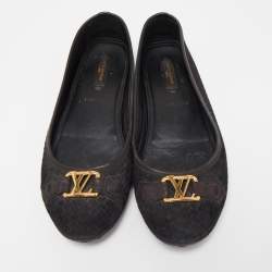 Pre Owned Louis Vuitton Black Woven Suede Oxford Loafers Size 38.5