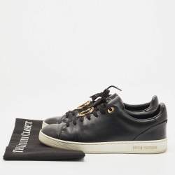 Louis Vuitton Black Leather Frontrow Sneakers Size 36.5