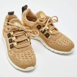 Louis Vuitton Gold Lurex Fabric and Leather Aftergame Sneakers Size 37