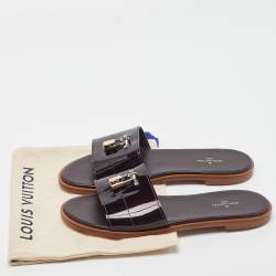 Louis Vuitton Amarante Patent Leather Lock It Flat  Sandals Size 38