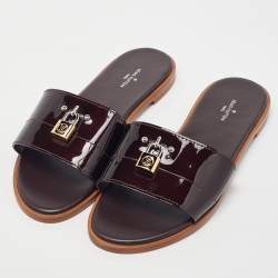 Louis Vuitton Amarante Patent Leather Lock It Flat  Sandals Size 38