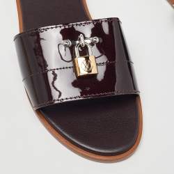 Louis Vuitton Amarante Patent Leather Lock It Flat  Sandals Size 38