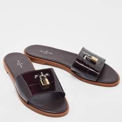 Louis Vuitton Amarante Patent Leather Lock It Flat  Sandals Size 38
