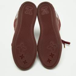 Louis Vuitton Burgundy Monogram Suede and Leather Millennium Wedge Sneakers Size 37