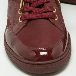 Louis Vuitton Burgundy Monogram Suede and Leather Millennium Wedge Sneakers Size 37