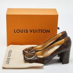 Louis Vuitton Monogram Canvas Madeleine Block Heel Pumps Size 38.5